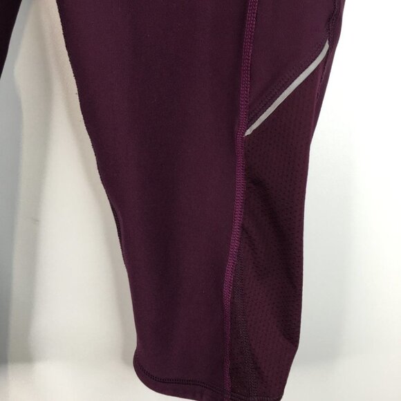 Lucy Cropped Reflective Workout Burgundy Leggings Lucytech Size S - Picture 2 of 8